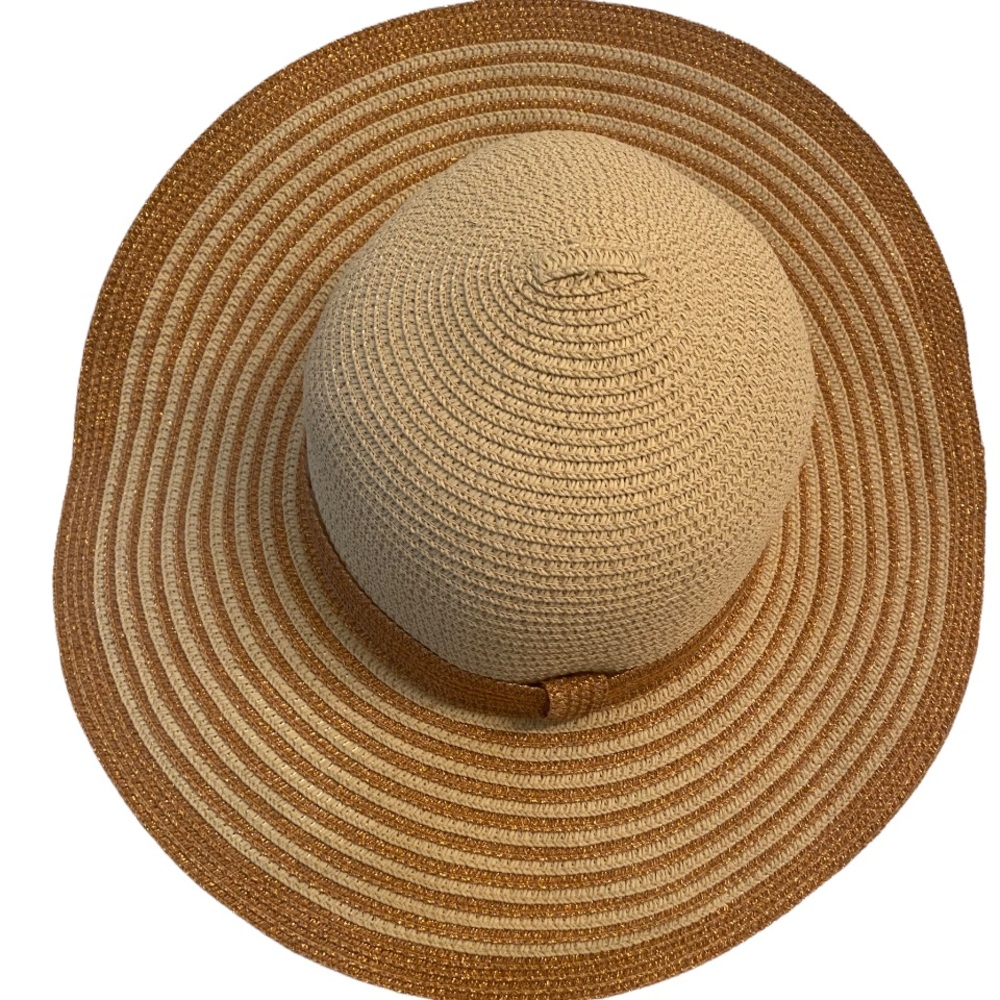 Primark Metallic Thread Wide Brim Sunhat Rosegold